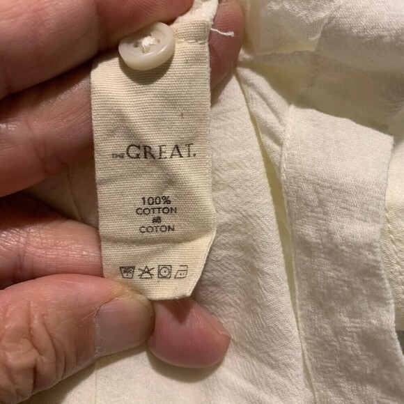 The Great. Floral Embroidered Sonnet Top Long Sleeve Blouse Off White Ivory Sz 0 - Picture 6 of 9